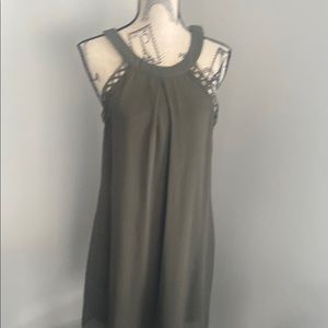 Izy Byer Stylish Olive Green Sleeveless Dress